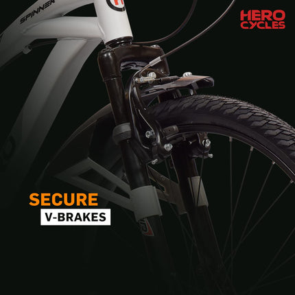 Hero Spinner 26 T Single Speed Cycle | MTB | White | Front Suspension | Unisex | Single Speed | 95% Assembled Cycle(Ready to Ride in 5 Min) 