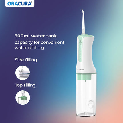 ORACURA® OC300 PRO Smart Pro Water Flosser® Blue | 365 Days Warranty | 4 Modes | Micro-Bubble Technology | 8 Nozzle Tip | 4 Vibrant Colours | 300ml Water Tank