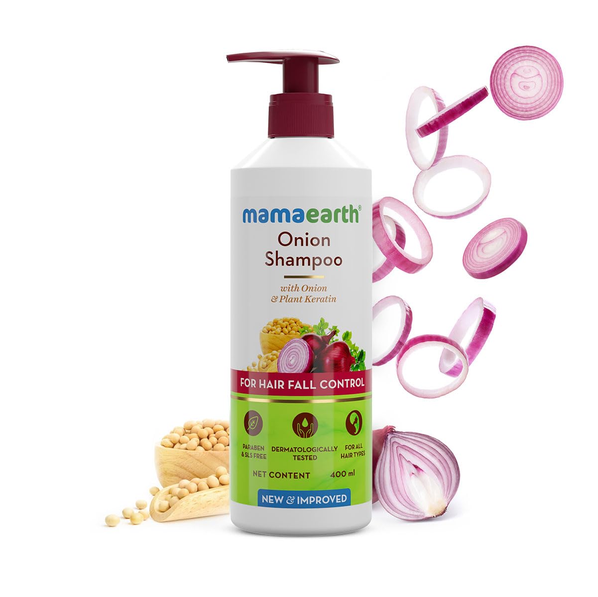 Mamaearth Onion Shampoo for Hair Growth and Hair Fall Control with Onion and Plant Keratin | Reduces Hair Fall | Strengthens & Smoothens Hair | 1L