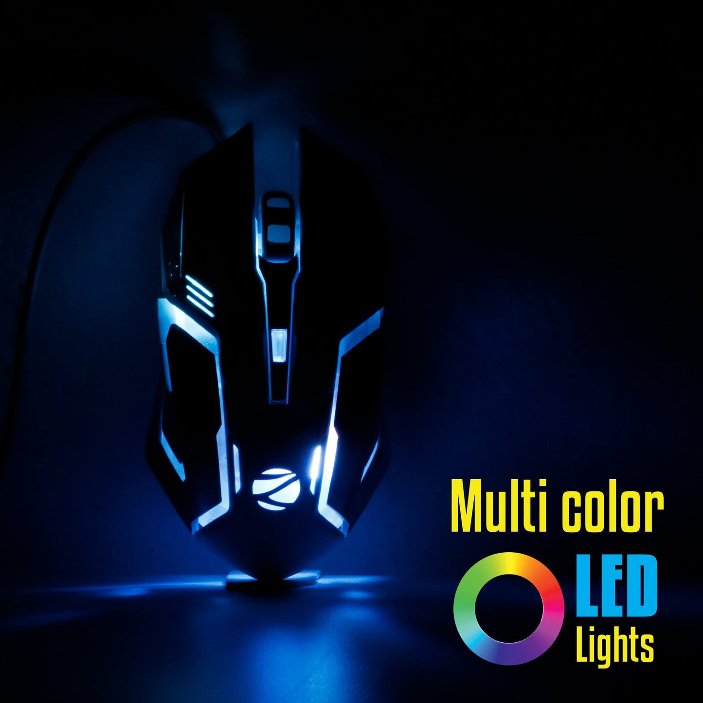 ZEBRONICS-Transformer-M with a High-Performance Gold-Plated USB Mouse: 6 Buttons, Multi-Color LED Lights,High-Resolution Sensor with max 3600 DPI, and DPI Switch(Black)