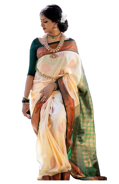 SGF11- Women's Kanjivaram Woven Soft Silk Saree With Blouse Piece