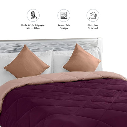 Amazon Brand - Solimo Microfibre Reversible Comforter,Single(Plum Purple And Moody Mauve,300 Gsm),tc-200 | TC - 200