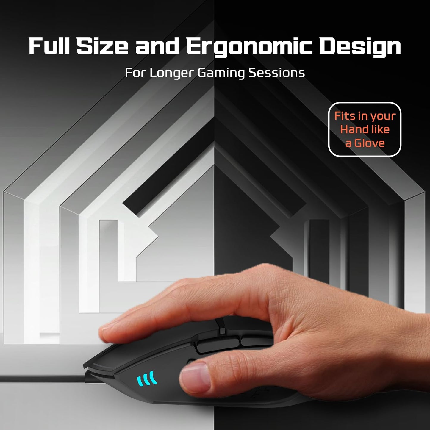 EvoFox Ultra Value Series Blaze Programmable Gaming Mouse |8 Fully Programmable Buttons| Ultra-responsive 7000fps | Gaming Grade Sensitive DPI Upto 12800 |RGB Lights with Music sync Mode | Windows Software