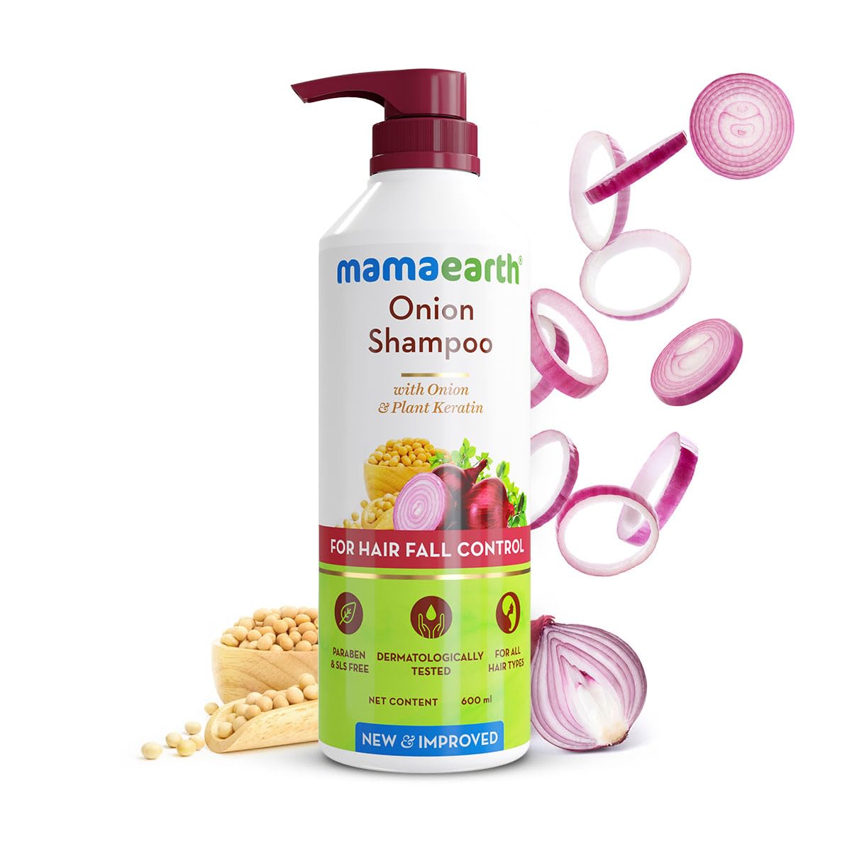 Mamaearth Onion Shampoo for Hair Growth and Hair Fall Control with Onion and Plant Keratin | Reduces Hair Fall | Strengthens & Smoothens Hair | 1L