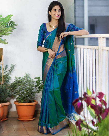 SGF11- Women's Kanjivaram Woven Soft Silk Saree With Blouse Piece