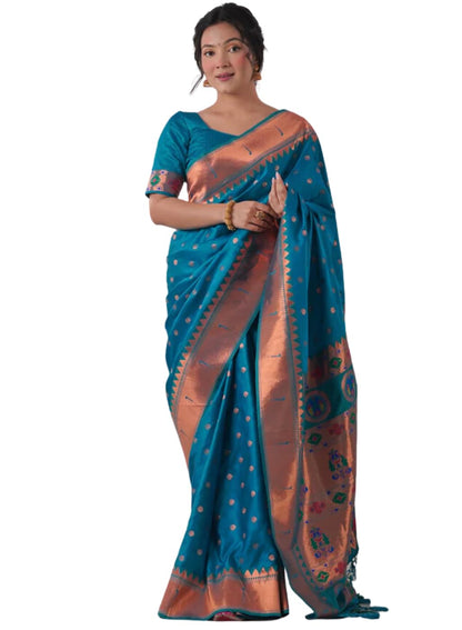 SGF11 Women's Paithani Kanjivaram Soft Silk Saree With Blouse Piece