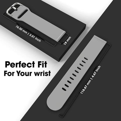 Sounce Silicone 19mm Replacement Band Strap with Metal Buckle Compatible with Fire-Boltt, boAt, Noise, Amazfit