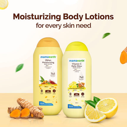 Mamaearth Vitamin C Daily Glow Body Lotion For Skin Brightening with Vitamin C & Honey 400ml | Nourishes Dry Skin | 48 H Moisturization | 100% Natural Butter | Non-Greasy Smooth Skin | All Skin Types