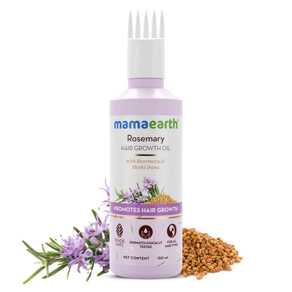 Mamaearth Rosemary Hair Growth Oil with Rosemary & Methi Dana for Promoting Hair Growth - 200 ml | Controls Hair Fall | Strengthens Hair | Stimulates New Hair Growth | Healthy Nourished Hair