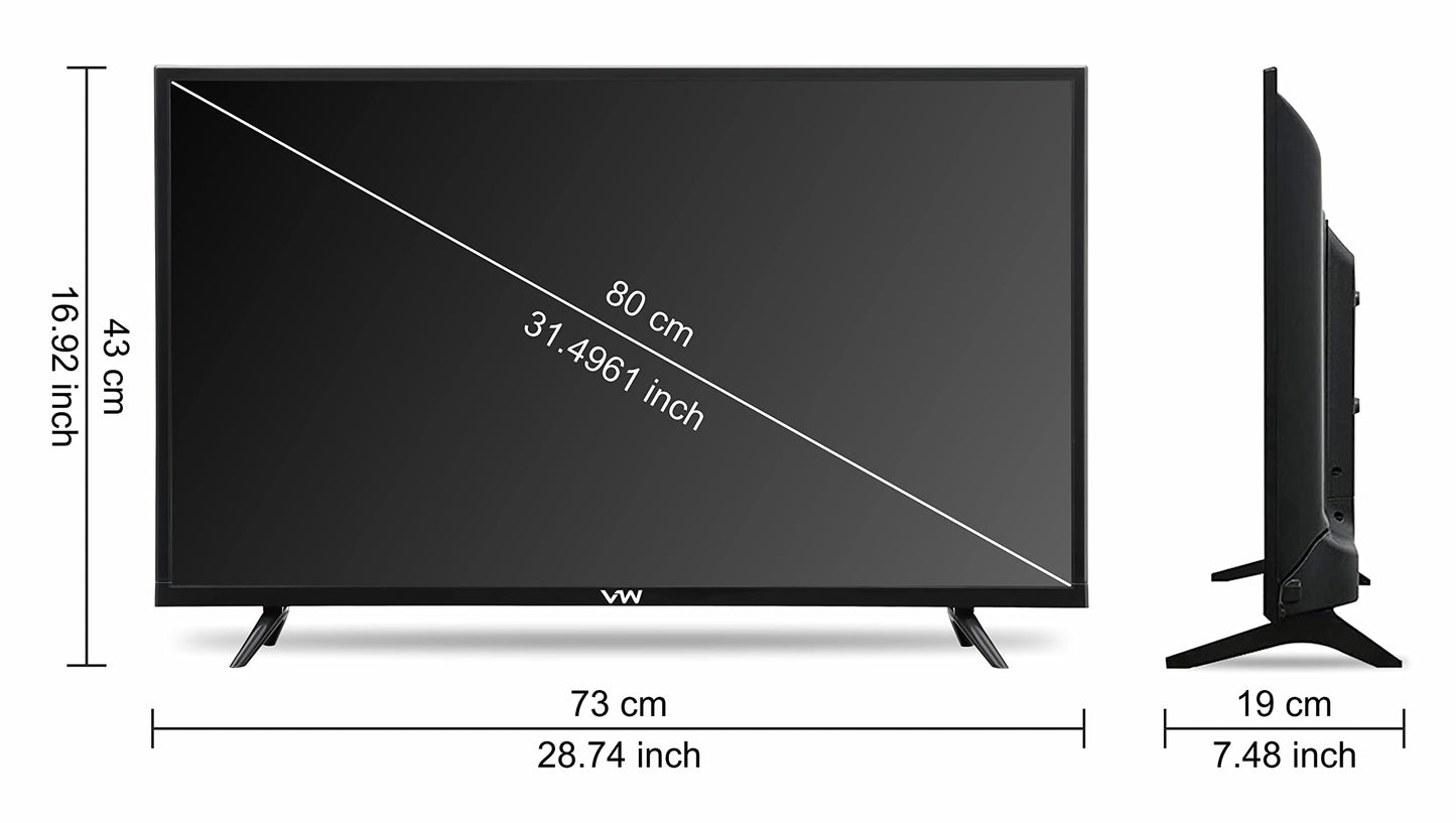 VW 80 cm (32 inches) Frameless Series HD Ready Android Smart LED TV VW32S (Black)