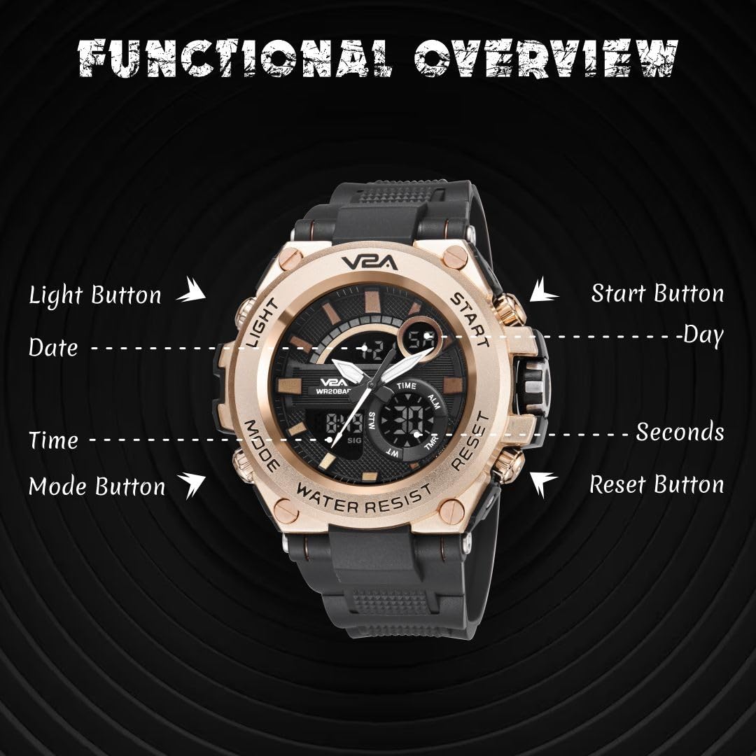 V2A Chronograph Analogue and Digital Sports Watch for Men | Watch for Men | Wrist Watch for Men | Mens Watch | Watch