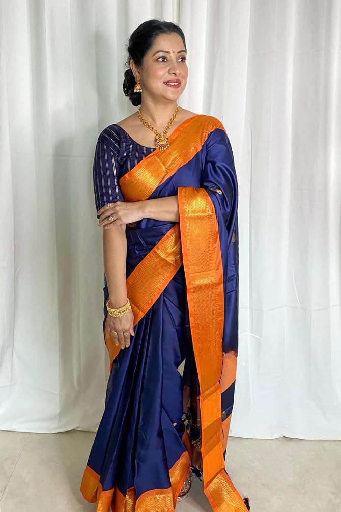 SGF11 Women's Kanjivaram Soft Lichi Silk Saree With Blouse Piece