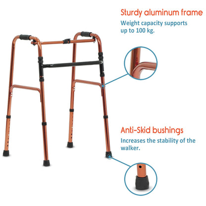 KosmoCare Premium Imported Light Weight Aluminum Height Adjustable Folding Walker 2 - Silver