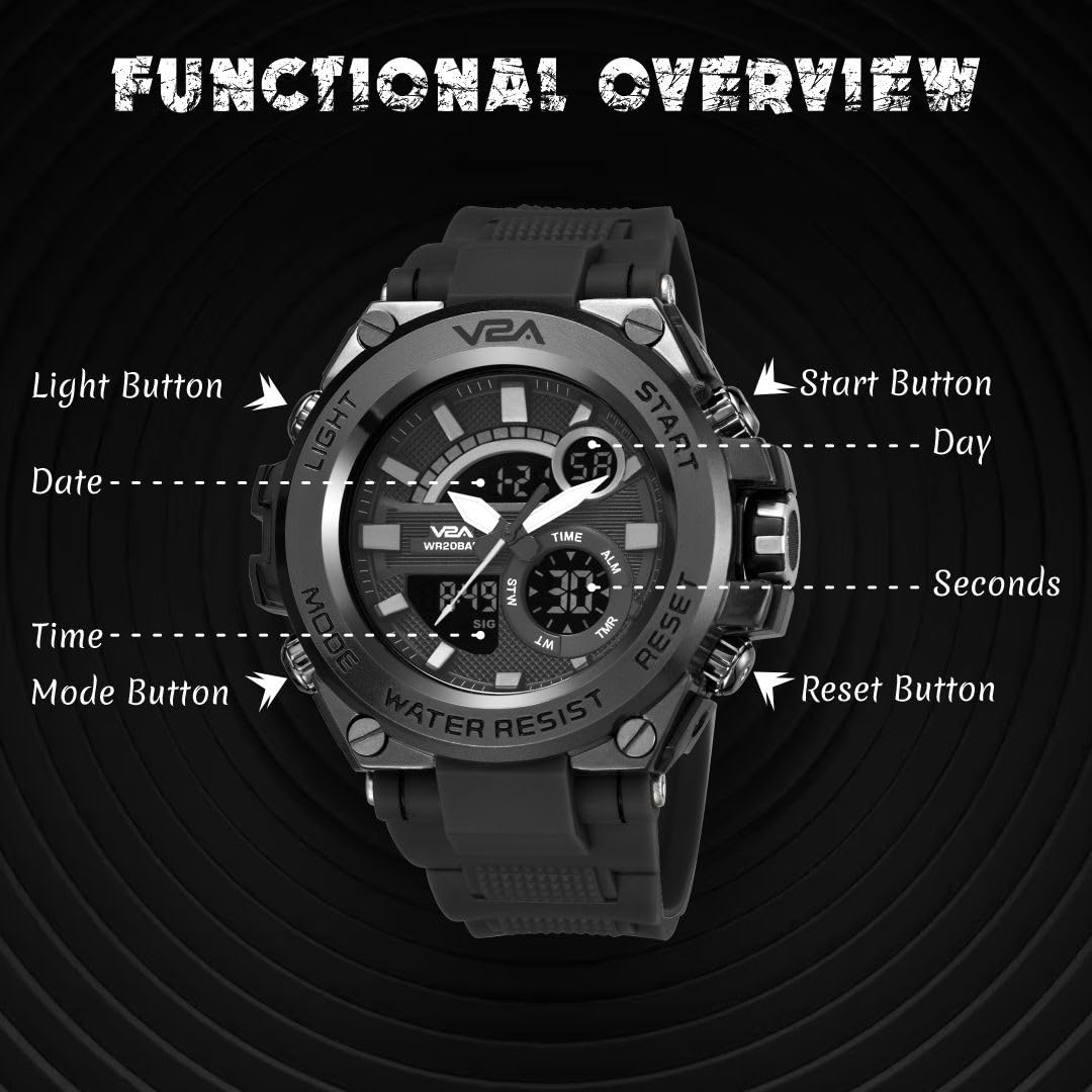 V2A Chronograph Analogue and Digital Sports Watch for Men | Watch for Men | Wrist Watch for Men | Mens Watch | Watch