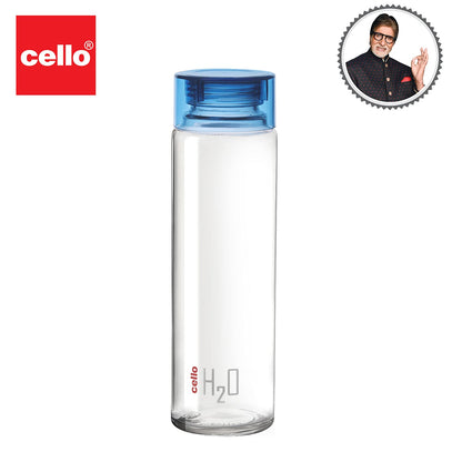 Cello H2O Glass Fridge Water Bottle with Plastic Cap | Leak Proof & Break-Proof | Wide Mouth & Easy to Clean | Best Usage for Office/School/College | 920ml | Red