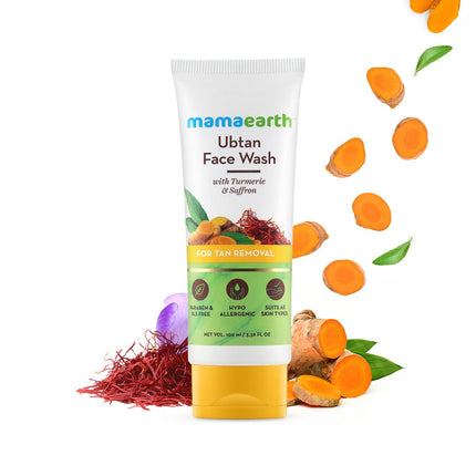 Mamaearth Ubtan Natural Face Wash For all Skin Type with Turmeric & Saffron for Tan Removal – 150 ml