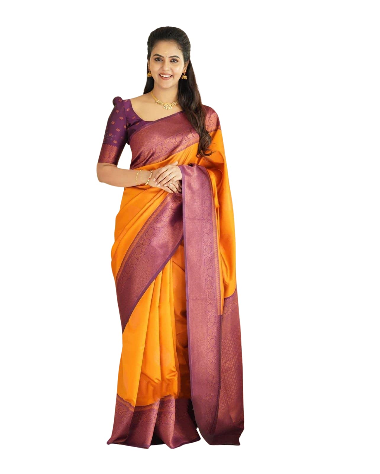 SGF11 Women's Kanjivaram Soft Lichi Silk Saree With Blouse Piece