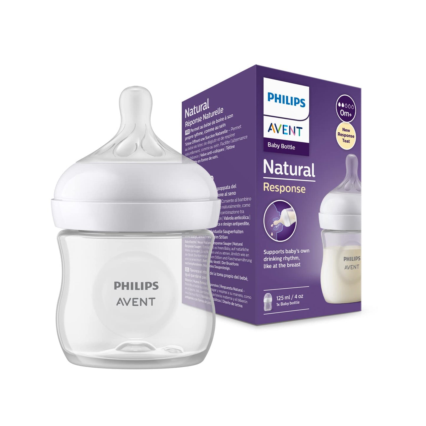 Philips Avent Natural Baby Feeding Bottle | No.1 Brand Recommended by Moms Worldwide | Ideal for 1 months+| Natural Response Technology Mimics Breastfeeding | Uniquely Designed Nipple releases milk only when baby drinks | Pack of 2| SCY903/02