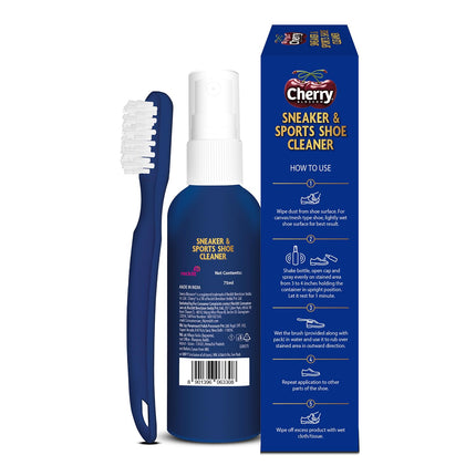 Cherry Blossom Sports Shoe Cleaner With Free Brush - 75Ml | Cleans All Non-Leather Shoes In Minutes, White