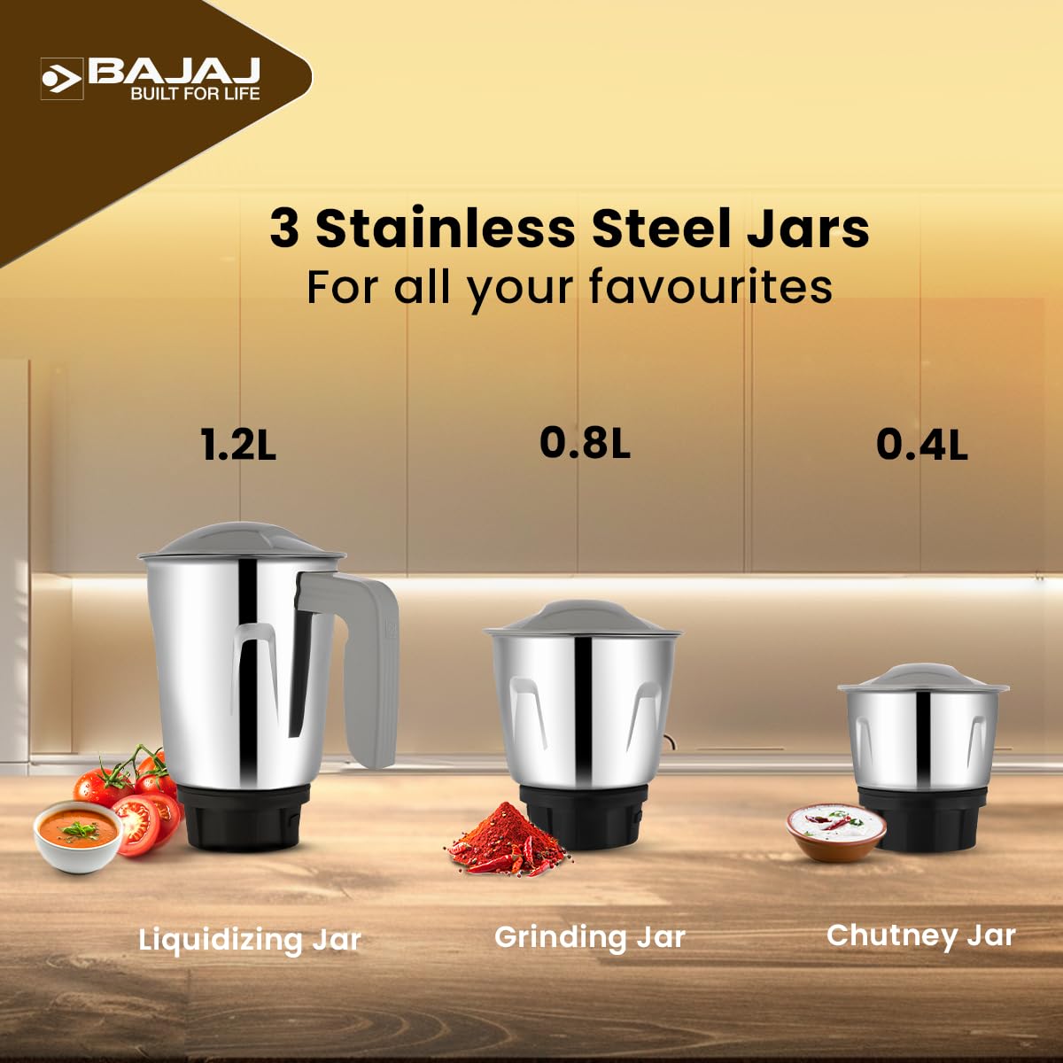 Bajaj Rex Mixer Grinder 500W|Mixie For Kitchen With Nutri-Pro Features|3 SS Mixer Jars For Heavy Duty Grinding|Adjustable Speed Control|Multifunctional Blade System|2 Year Warranty By Bajaj|Purple