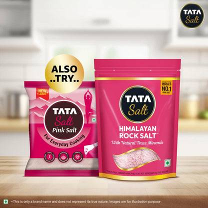 Tata Himalayan Rock Pink Salt, 1kg Pouch, Premium Sendha Namak, With Natural Trace Minerals, Low Sodium, Crystal Salt