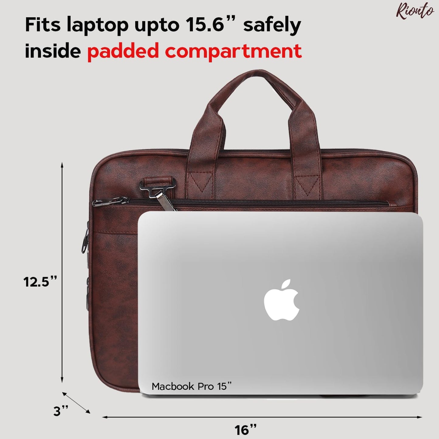 RIONTO Messenger Bag - Laptop Bag for Men, PU Leather Expandable Office Bag for Men | Supports Laptop Upto 15.6 inches (Tan)