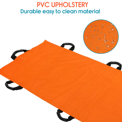 KosmoCare Nylon Foldable Soft Stretcher With Safety Belt, Emergency Portable Stretcher For Patient With Handle & Carrying Case Size 180 Cms X 63 Cms, Orange