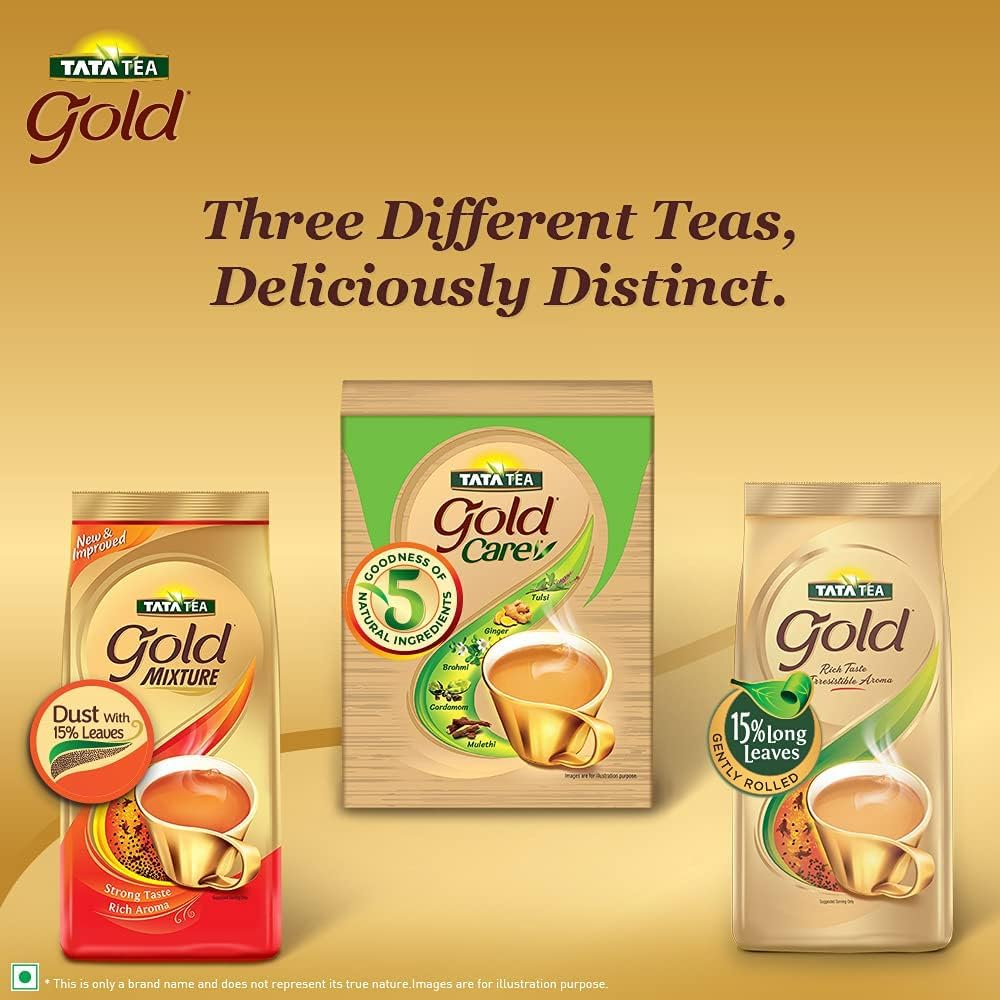 Tata Tea Gold Care, Rich in Taste, Goodness of Elaichi, Ginger, Tulsi, Brahmi & Mulethi, Black Tea, Loose Leaves, 1kg