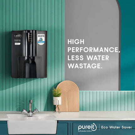 HUL Pureit Eco Water Saver RO+UV+MF+Mineral | INR 1000 Off on Exchange | 7 stage | 10L | Upto 60% Water Savings | Suitable for Borewell, Tanker & Municipal Water | Table Top | Wall Mountable |Black