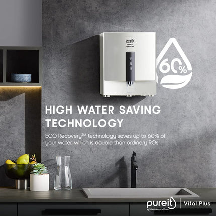 HUL Pureit Vital Plus Mineral RO+UV+MP 6 Stage, 7L |Upto 60% Water Savings|Wall mount Water Purifier with FiltraPower technology (White) 