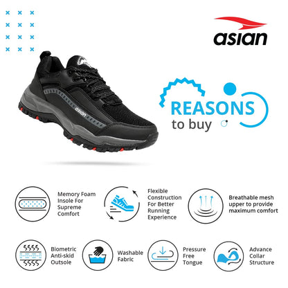 ASIAN Men's Everest-01 Sports Trekking & Hiking,Walking Shoes with Rubber Outsole & Memory Foam Insole Lace-Up Shoes for Men's & Boy's