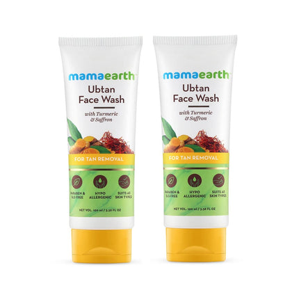 Mamaearth Ubtan Natural Face Wash For all Skin Type with Turmeric & Saffron for Tan Removal – 150 ml