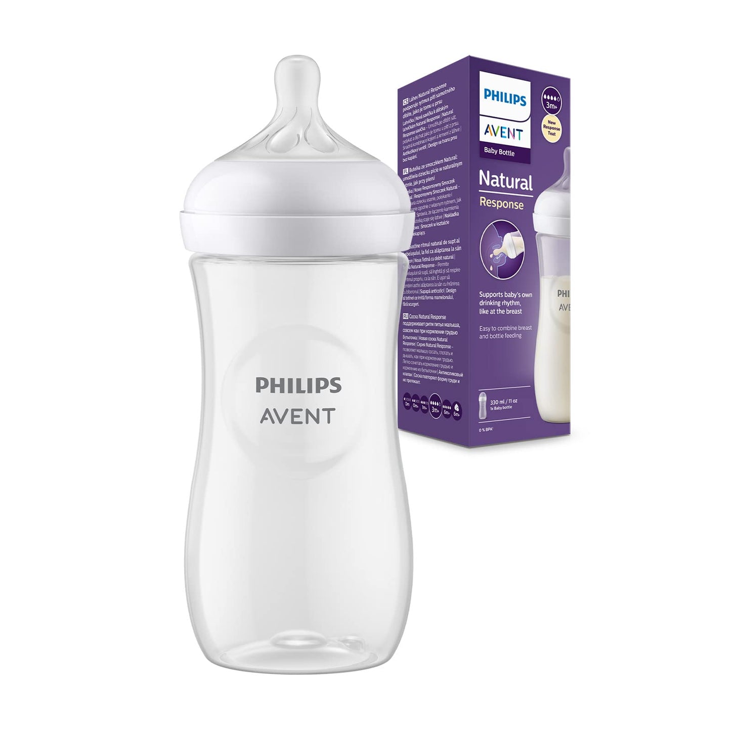 Philips Avent Natural Baby Feeding Bottle | No.1 Brand Recommended by Moms Worldwide | Ideal for 1 months+| Natural Response Technology Mimics Breastfeeding | Uniquely Designed Nipple releases milk only when baby drinks | Pack of 2| SCY903/02