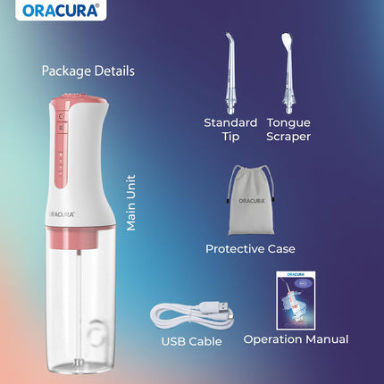 ORACURA® OC300 PRO Smart Pro Water Flosser® Blue | 365 Days Warranty | 4 Modes | Micro-Bubble Technology | 8 Nozzle Tip | 4 Vibrant Colours | 300ml Water Tank