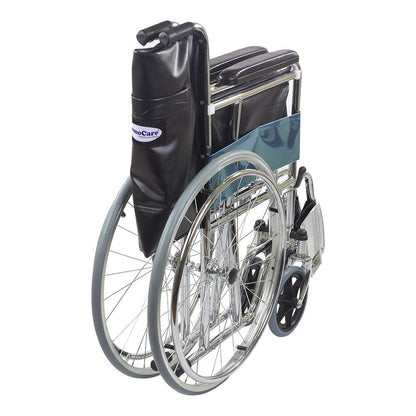 KosmoCare Dura Rexine Wheelchair | Self-Propelled & Attendant Use | Hammered Finish MS Frame | 24" Mag Wheels | Removable Footrests | Foldable Design | Comfortable Rexine Seat | Supports Up to 100 kg