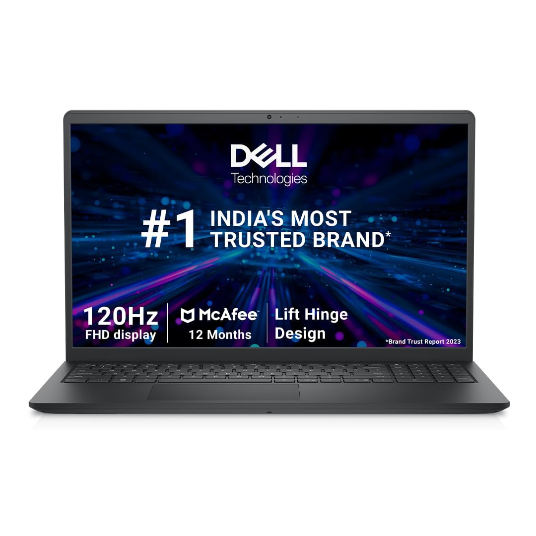 Dell Inspiron 15 3535 Laptop – 15.6 inch FHD (39.62cm) Display, AMD Ryzen 3 7320U Processor, 8 GB RAM, 512 GB SSD, Carbon Black, 1.67 Kg, Lightweight and Portable