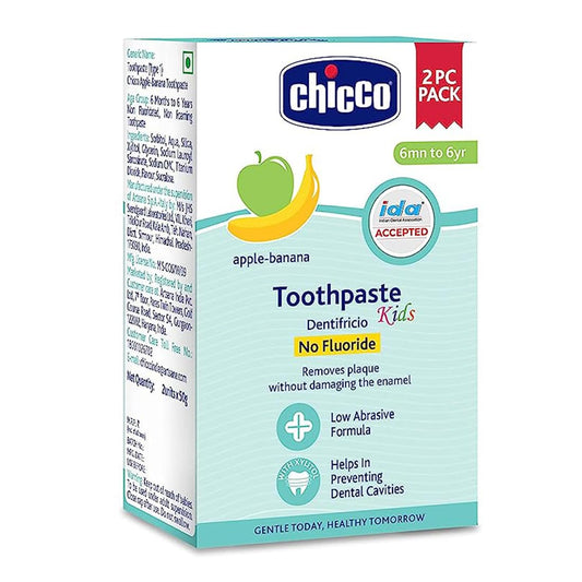 Chicco Toothpaste for Kids (1y-6y), Strawberry Flavour, 50g | Fluoride-Free | Removes Plaque, Helps Prevent Cavities