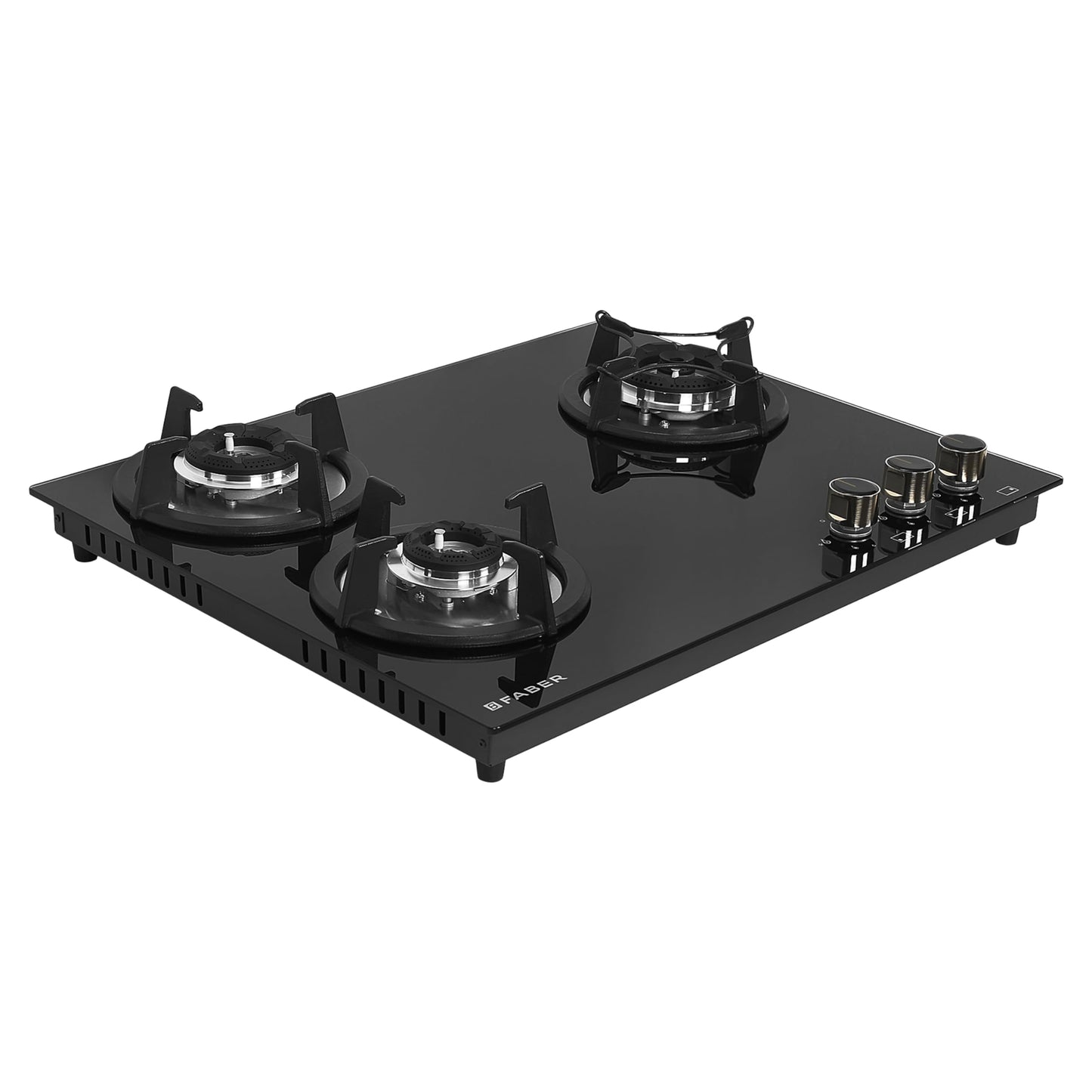 Faber Hob 4 Burner | Auto-Ignition | Spillage Proof | HOB SUPERIA HT764 BR AI | Concealed Chamber | Metal Knobs | Pan Support | Black Glass Finish |5 Yr Warranty on Burner & Glass | 1 Yr comprehensive