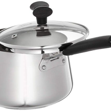 Amazon Brand - Solimo Stainless Steel T Pan with Glass Lid & Induction Base, 1.5 Litre