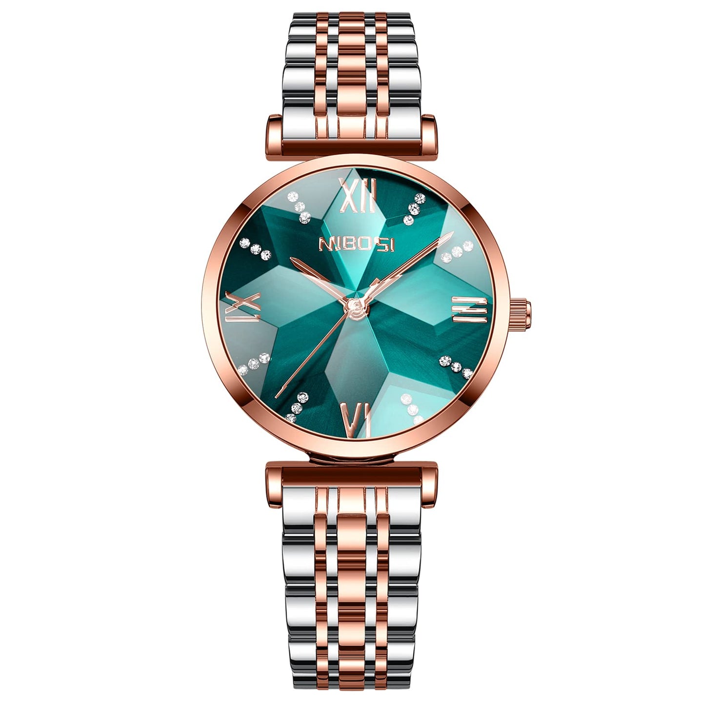 NIBOSI Women Stainless Steel Watches Analog Rose Gold Band and Square Dial Women's Watch for Girls&Miss&Ladies Diamond Studded with Stylish Watches Waterproof