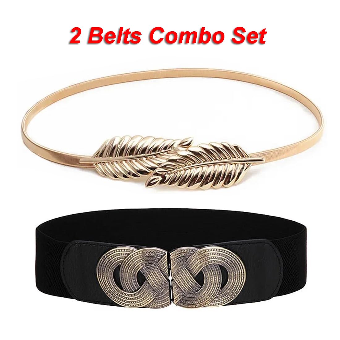 Shining Diva Fashion 2pcs Combo Waist Belts for Women and Girls | Stylish Belts for Dresses Jeans Saree | Celebrity Inspired Fashion Accessories