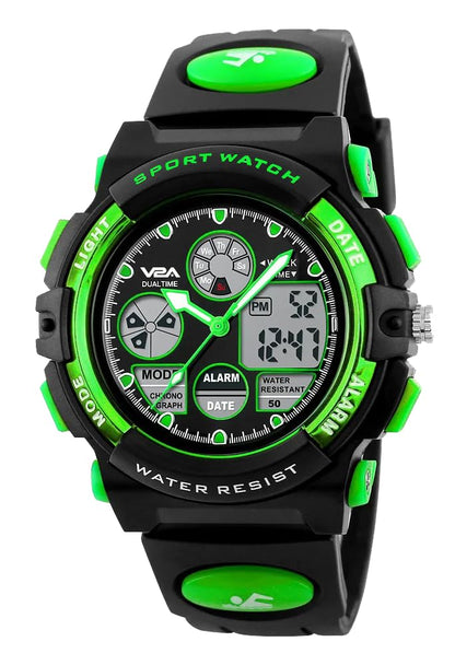 V2A Watch for Boys Age 7 and Above Analogue-Digital Shock Resistant Alarm Calender Water Proof Sports Watch for Boys Age 7 to 16 Years