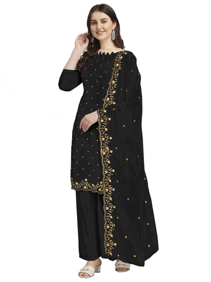 EthnicJunction Women's Georgette Embroidered Unstitched Salwar Suit Dress Material