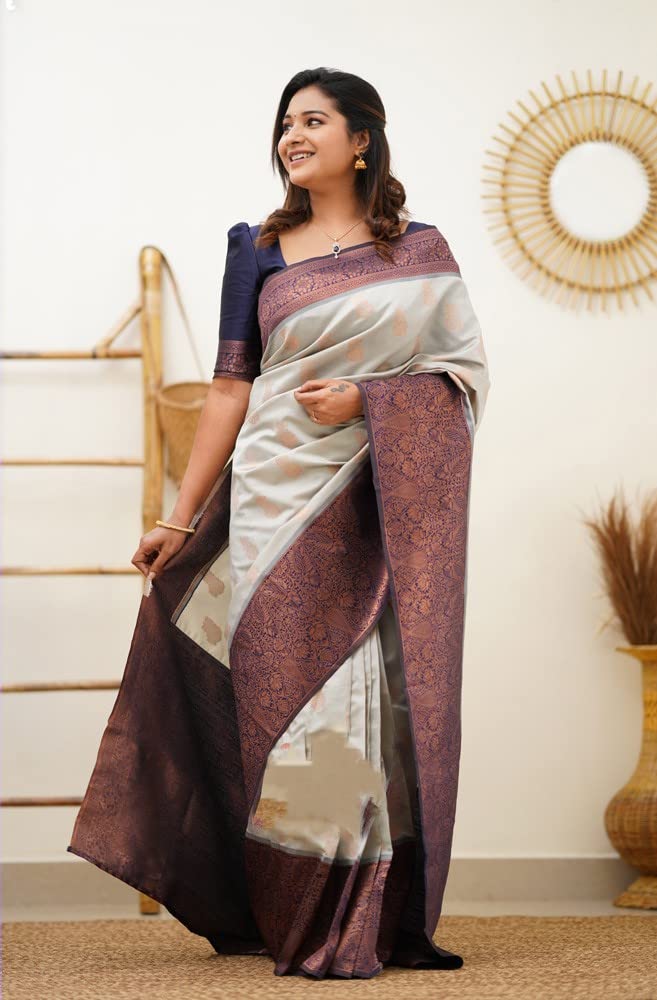 SGF11 Women's Kanjivaram Soft Lichi Silk Saree With Blouse Piece