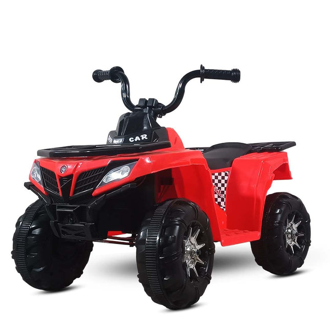 Kidsmate ATV Raider Electric Car for Kids | Battery Operated Cars for Kids with 6V Battery, LED Lights Bluetooth & USB Multimedia | Forward & Backward 4 Wheels Ride on Toy for Age 2-5 Yrs - Black/Red 