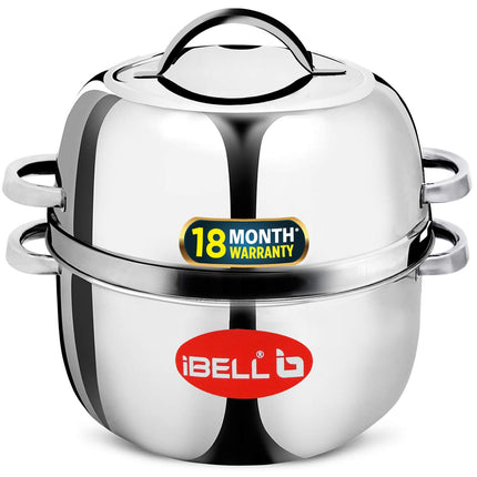 iBELL 1 kilogram Premium Stainless Steel Steam Pot, Thermal Rice Cooker, Induction Based Pot with Rubber Gasket 