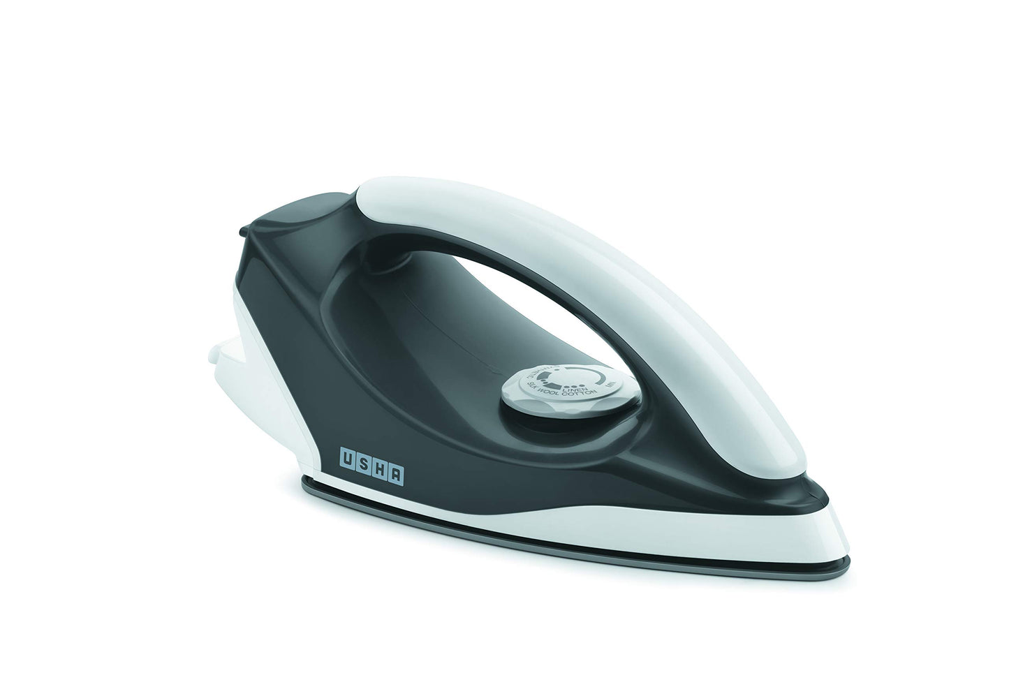 USHA ABS body Aurora 1000 W Dry Iron With Innovative Tail Light Indicator, Weilburger Soleplate (White & Grey), 1000 Watts