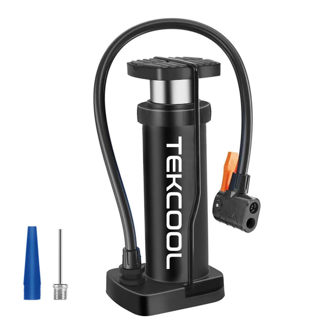 TEKCOOL Bicycle Foot Pump, Manual Air Pump for Bike, Cycle, Football, Basketball, Air Mattress, Multicolour, 449g, Plastic, Includes Multiple Valve Adapters 