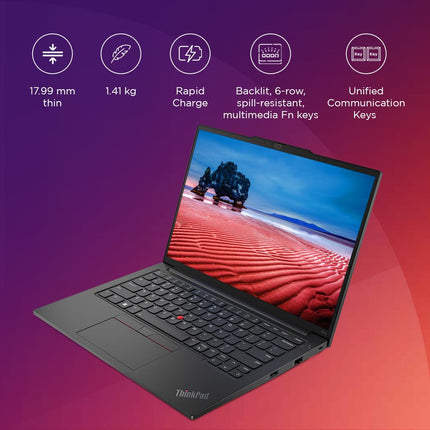 Lenovo ThinkPad E14 Intel Core i7 13th Gen 14" WUXGA IPS 300 Nits Thin and Light Laptop (16GB RAM/512GB SSD/Win 11 Home/Office 2021/Backlit Keyboard/FPR/Black/1Y Onsite/1.41 kg), 21JKS13K00 