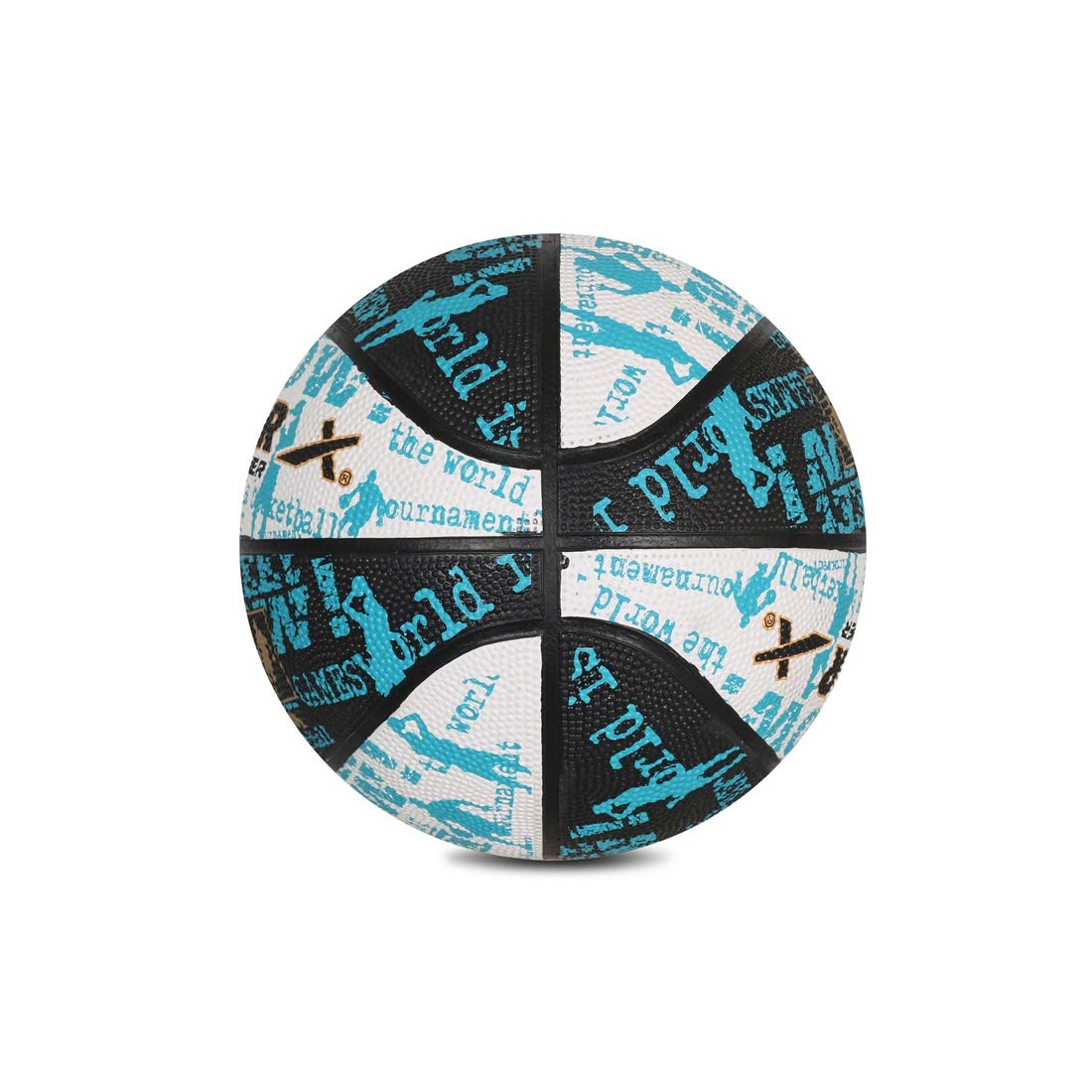 Vector X BB-Power-BLK-WHT-BLU-7 Rubber Basketball, Size 7 (Black/White/Blue)